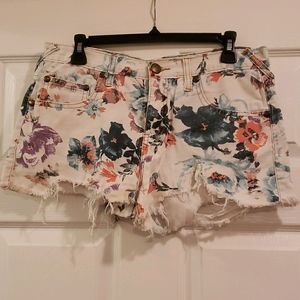Free People Floral Jean Shorts